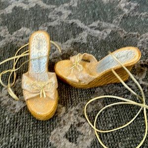 Juicy Couture lace up Gold and Silver Wedges